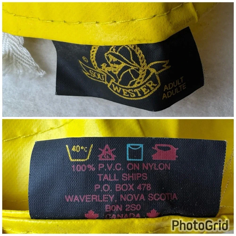 Vintage Yellow Sou'wester Rain Hat NASPL 99 Halifax Nova Scotia Fisherman Cap